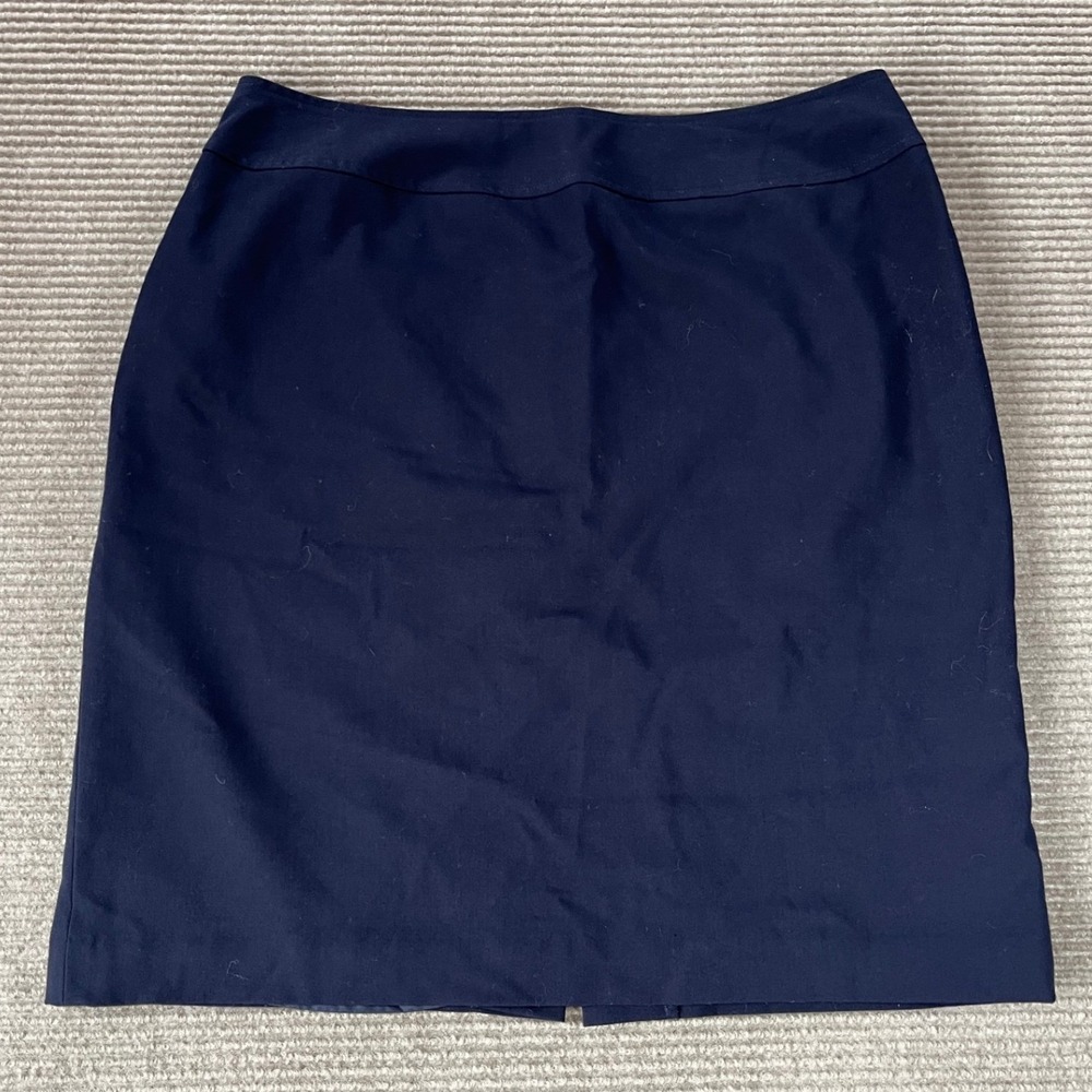 Worthington Works Navy Blue Petite Stretch Pencil Skirt Size 12P Career Office